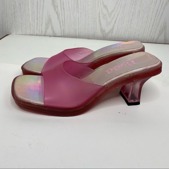 Y2K Mudd Clear Pink Heels Size 6.5 - Picture 4 of 8